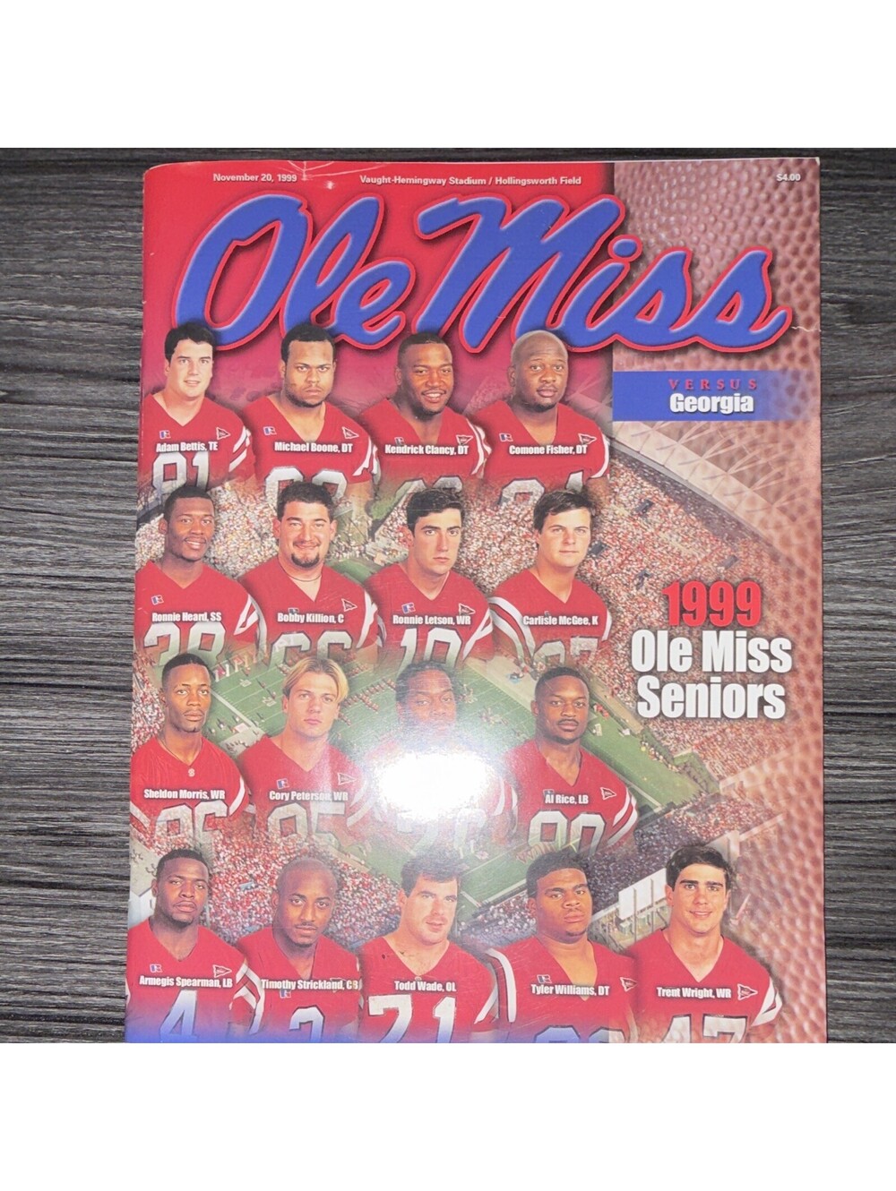 Ole Miss Rebels vs Georgia Football Program 1999 Original Vintage P11